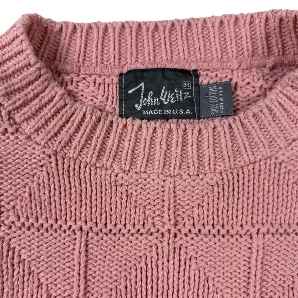 90s Vintage John Weitz Pink Geometric Knit Sweater M